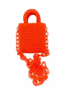 Chiquita Mini Shopper in crochet  Neon Orange