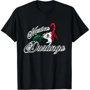 100% cotton Unisex Durango Mexican State Mexico Flag Inside A Scorpion T-Shirt