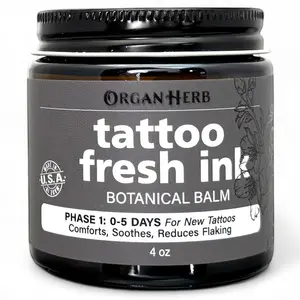 OrganHerb Organic Tattoo Balm Phase 1 – Fresh Ink Botanical Balm for New Tattoos – 4 oz