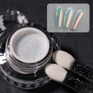YOKEFELLOW GleamTap Cushion Aurora Chrome Nail Powder GT112 Golden Hour/Purple Blue with Light Orange Sheen Magic Mirror Powder Nail Chrome Powder Super Shine Aurora Metallic Chrome Powder Nail Art Glitter Decoration for Home DIY Salon Manicure
