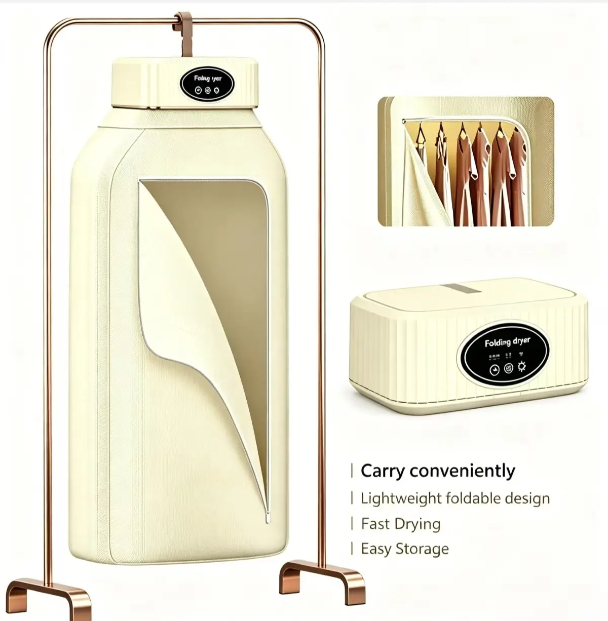 TIRIVO Cordless Portable Mini Foldable Clothes & Shoe Dryer - 45dB Quiet Operation, 600W Power, 8-Hour Timer, Drying Bags, LED Display Screen, Multi-Functional Deodorization, Apartment-Use, Ideal Birthday Presents & Housewarming Gifts 1-8h sohochic