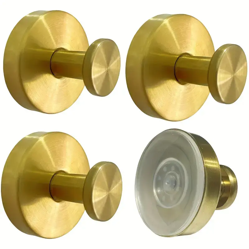 Industrial Brushed Nickel 304 Stainless Steel Suction Cup Hooks - 2pcs/4pcs Set, Durable Heavy-Duty, 11 lbs Load, Waterproof, Rust-Proof, Removable No-Drill for Smooth Surfaces, Bathroom Shower, Display Beautiful Wreaths, Shower Wall Hooks