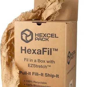 HexaFil Honeycomb Packing Kraft Paper 15" x 20400" (1700 ft) in Self-Dispensed Box - Patented Cushioning Box Filler for Void Filling, Moving, Shipping - Alternative to Bubble Plastic. IDL Packaging
