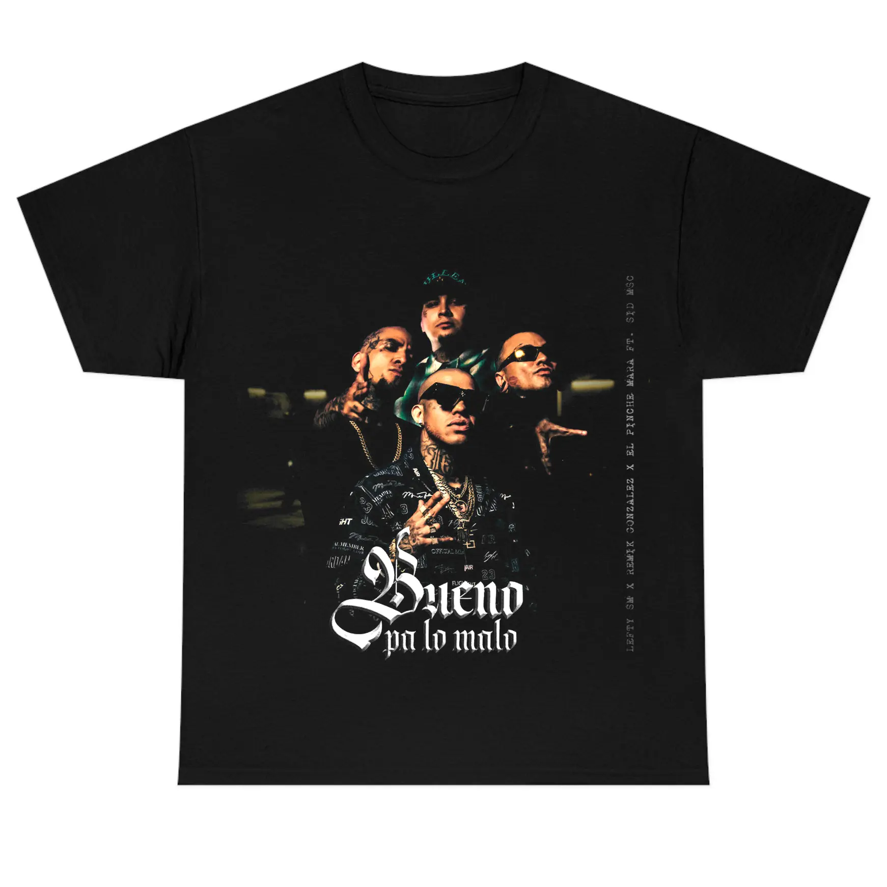 Women's Lefty SM Graphic Short-Sleeve Cotton Tshirt - Basics, Round/Crew Neck, Urban Latin Music Digital Print, Fitted, All Seasons, 2XL, 3XL, 5XL