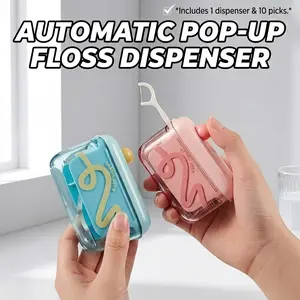 Portable Auto-Pop-Up Toothpick & Floss Storage Case - Refillable Oral Care Organizer, Lightweight Home Supply Solution for Home, Travel