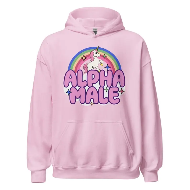 Alpha Male Hoodie, Funny Hoodie, Satire Humor, Hilarious Sweatshirt, Ironic Hoodie, Hooded Sweatshirt, Sarcastic Hoodie, Unicorn Hoodie
