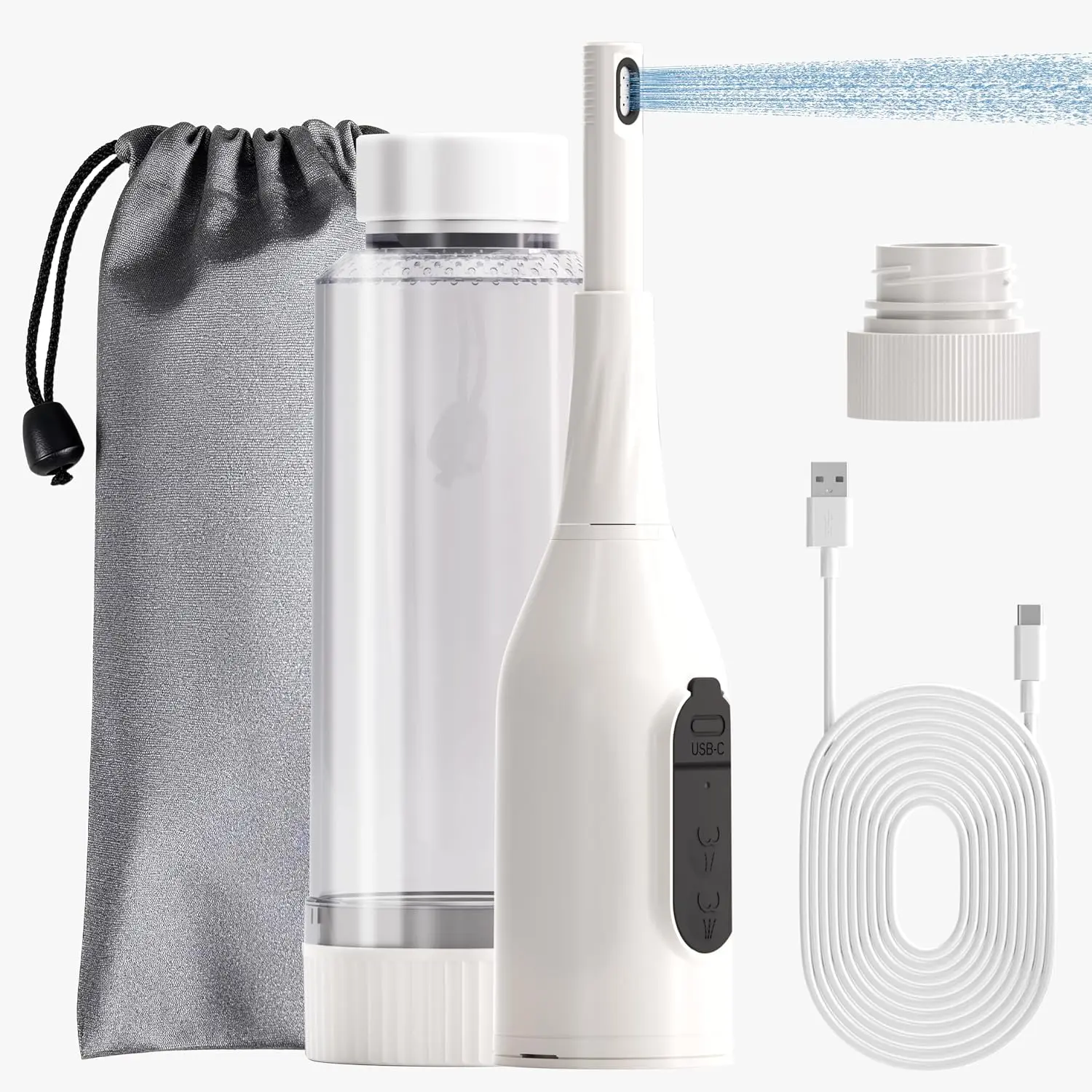 Portable Bidet for Travel, Rechargeable Electric Travel Bidet with Dual Spray Modes, 360°Adjustable Nozzle, High Pressure Cleaning, USB-C Charging, IPX7 Waterproof for Home Postpartum Hygiene