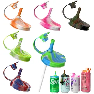 YATHINDY BPA-Free 6-Pack Soda Can Lids with Straw Reusable Silicone Covers for Drinks Fits Standard Cans Coke Beer Juice Energy Drinks Safe Leak-Proof Seals