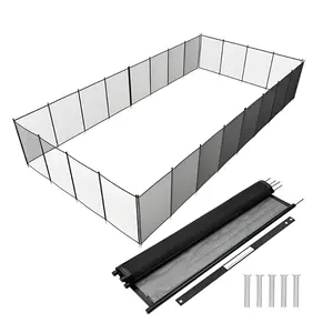 Pool Fence 4 x 48 FT, Removable Mesh Pool Safety Fence for Inground Pools, Durable Aluminum Pool Fencing, Easy DIY Installation Swimming Pool Fencing, for Child & Pet Protection