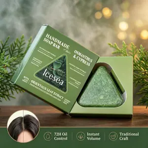 Icesèa Anti Hair Loss Shampoo Bar – Oil Control & Hair Growth, Ginseng Herbal Soap, Strengthens Roots, Reduces Hair Fall, for Thinning & Oily Hair, Sulfate-Free Natural Conditioner Bar 120g