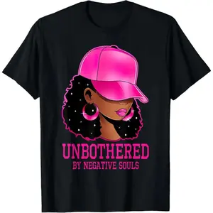 MONO LABEL Cotton African American Afro Queen Sassy Black Woman Unbothered T shirt Top Vintage Style Printed Shirts