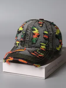 Vintage Ripped Washed Denim Baseball Cap, Distressed Dad Hats, Casual Street Fashion Duckbill Hat for Summer Sun Protection, Stylish Casual Accessories for Men & Women