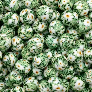 The Grass Is Always Greener Printed Silicone Beads | Flower Beads | Colorful Beads