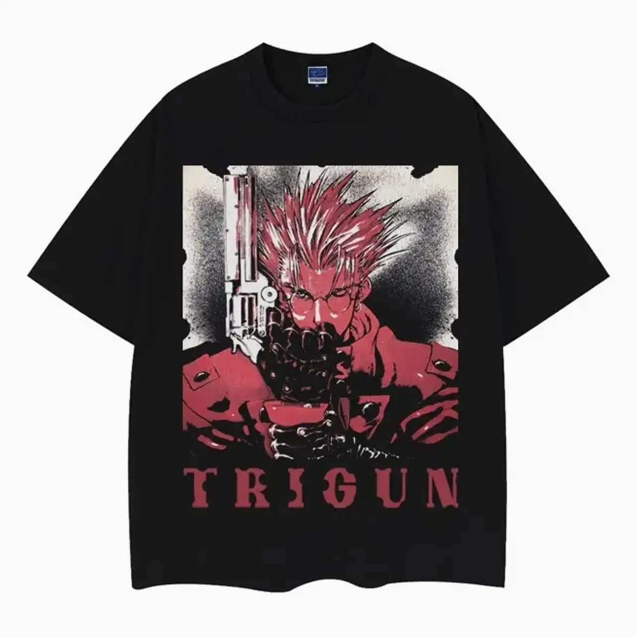 Trigun "Vash the Stampede" Heavyweight Vintage Tee 100% Cotton OVERSIZED Anime T-shirt sublimation shirt cotton shirt Top Casual Black Man Crew Necks Menswear 8TC