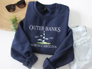 Embroidered Outer Banks Sweatshirt | Personalized Outer Banks Apparel | Cozy Coastal Sweatshirt | Perfect Outer Banks Souvenir Gift