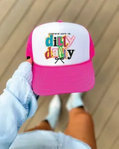 Dilly Dally -Hot Pink and White Unisex Foam Trucker HAT