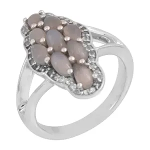Affinity Gems White Topaz & Moonstone Cluster Ring, Sterling