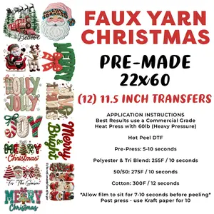22"x60" Faux Yarn Holiday Pre-Made Gang Sheet