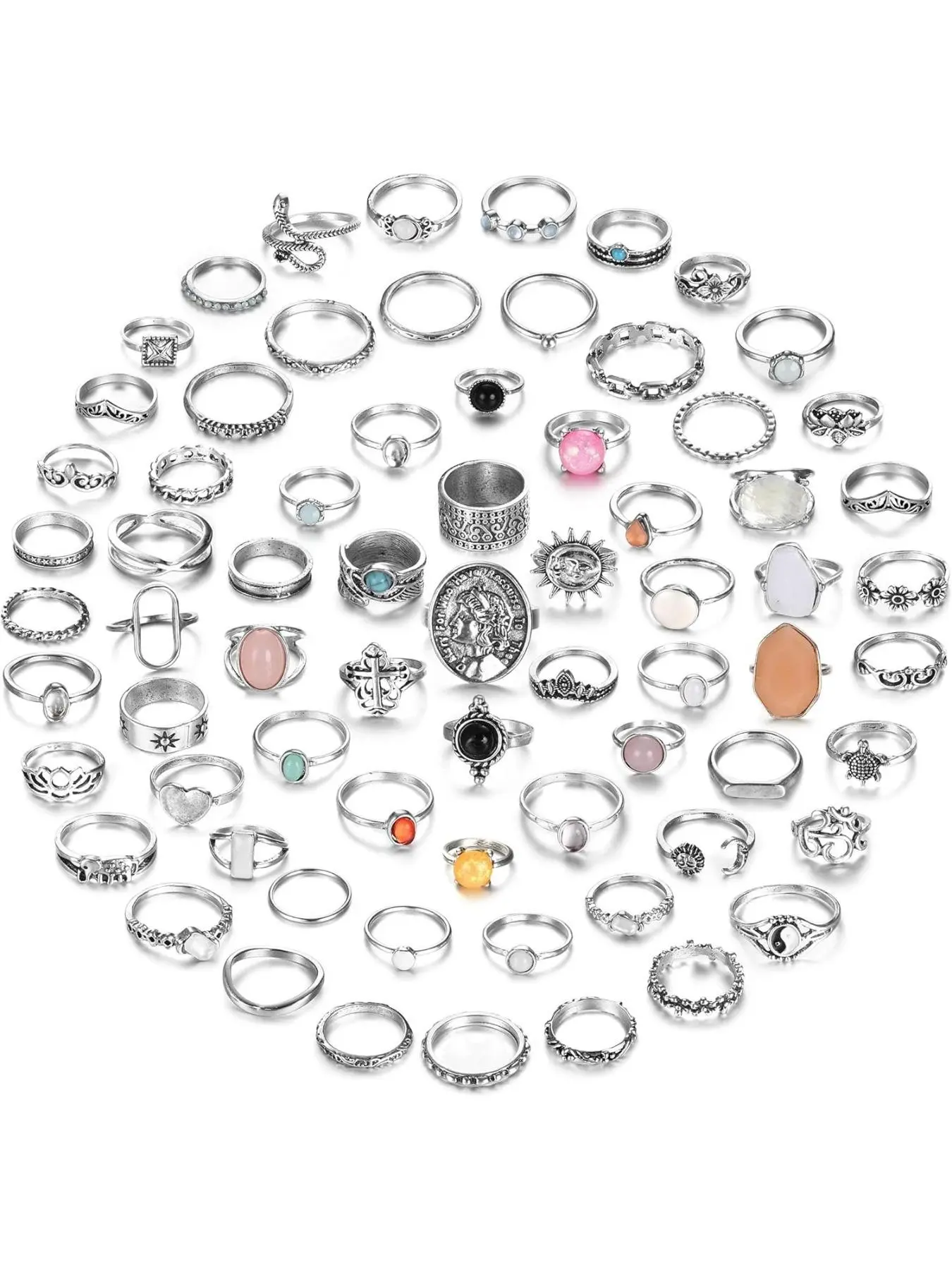 70 Pcs Vintage Ring Set Knuckle Rings for Women Bohemian Stackable Joint Rings Retro Boho Stacking Joint Finger Rings Pack, Beautiful Rings