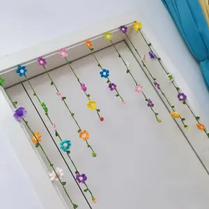Dopamine-style floating flower door curtain, DIY home decor with a sense of ambiance, handmade crocheted flower bedroom door curtain accessory