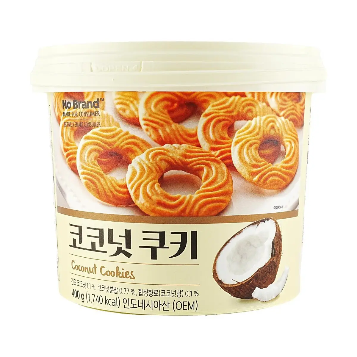 No Brand Korean Coconut Cookies 400g - Crispy & Chewy Snack for Tea Time