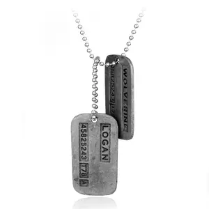 X-Men Wolverine Military Card Pendant Necklace, Superhero Logan Howlett Cosplay Fashion Chain Jewelry Necklaces