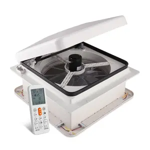 Hike Crew 16” RV Roof Vent Fan w/LED Light | 12V 10-Speed Intake & Exhaust Camper Fan | Remote, Auto Temperature, Rain Sensor & Electronic Open/Close | Includes Screws & Garnish | White Lid