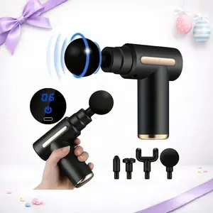 Portable Mini Muscle Massager Set with 4 Heads, Rechargeable Handheld Electric Percussion Massager for Neck, Shoulders, and Body