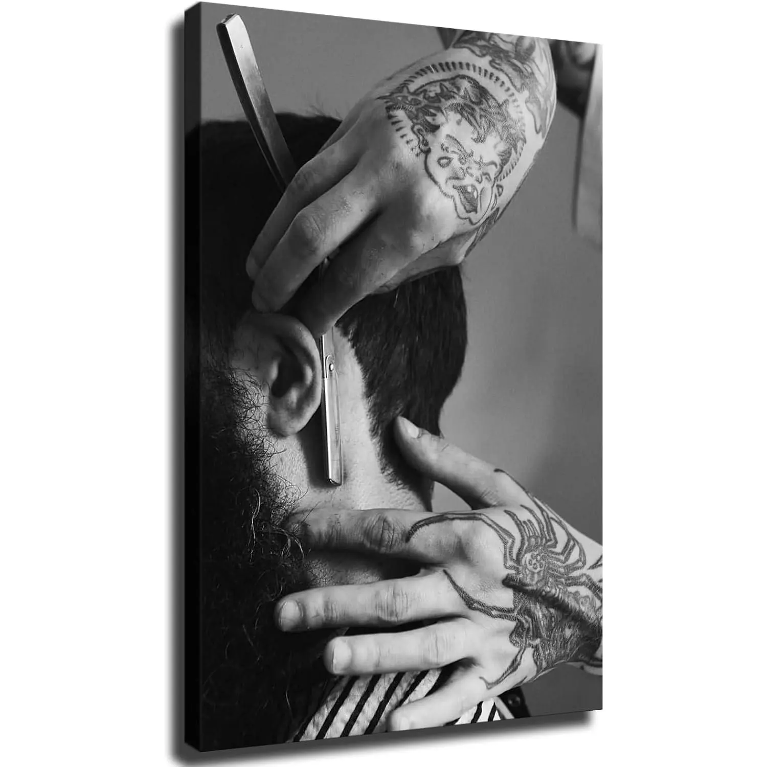 Barber Shop Black and White Art Barber Wall Art Poster Canvas Wall Decor Living Room Bedroom Room Decor Printin Pictures (8x12inch-No Framed)