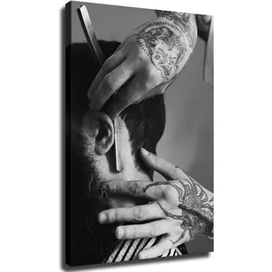 Barber Shop Black and White Art Barber Wall Art Poster Canvas Wall Decor Living Room Bedroom Room Decor Printin Pictures (8x12inch-No Framed)