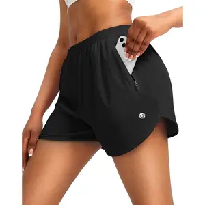 Gradual Women's Running  with Zipper Pockets Quick Dry Athletic Workout Gym 3" for Women with Comfy Liner bandit  running   workout clothes sporty short yoga sport solid color summer woman gym yoga workout midsize running track  splits lycra  shorts
