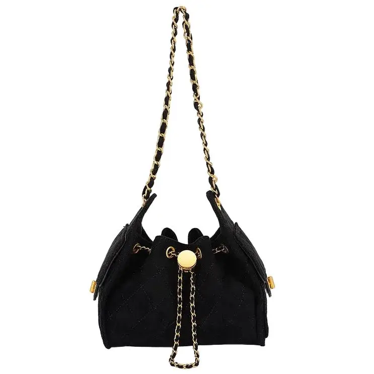 Quilted Faux Suede Shoulder Bag