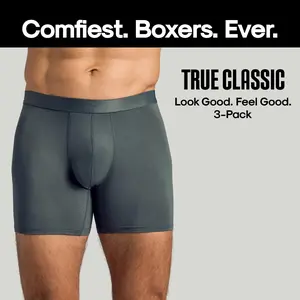 True Classic Men’s Boxer Briefs – Moisture-Wicking Soft Modal Stretch, Tagless Supportive Fit for Everyday Comfort, Gym, or Travel