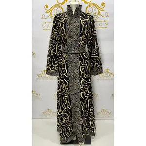 Abaya Calligraphy with Arabic Golden Embroidery Tatreez | Black & Gold