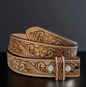 Women's belt, Tooled Western Floral Engraved Leather Belt 100% Genuine Full Grain Cowhide Engraved Genuine Leather Cowboy Belt
