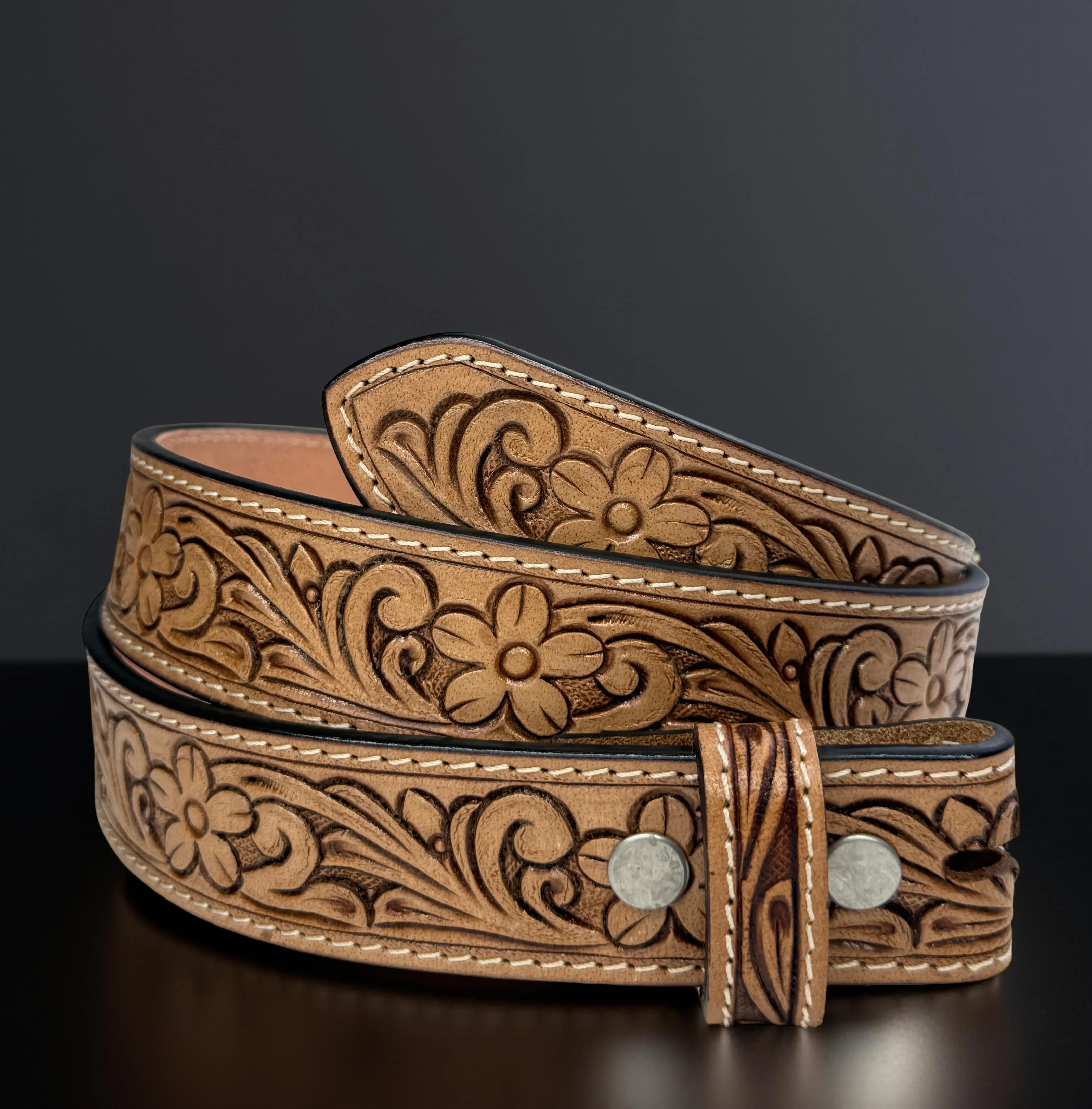 Women's belt, Tooled Western Floral Engraved Leather Belt 100% Genuine Full Grain Cowhide Engraved Genuine Leather Cowboy Belt