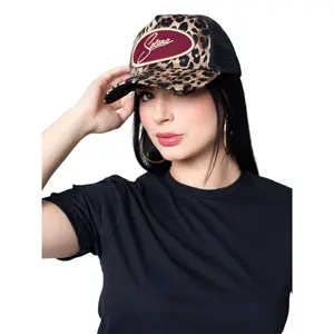 Cheetah Selena Cap with Burgundy Patch