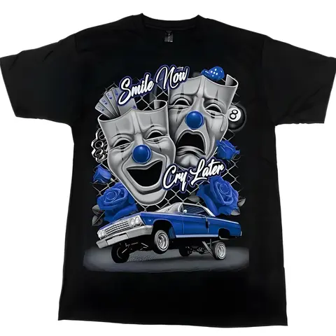 Blue Smile Now Cry Later Shirt, Full Color, Menswear Top, Womenswear Top Tshirt Casual