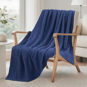 6 Layer 100% Cotton Muslin Blanket, 4 Size Blanket for Bed Couch, Lightweight and Breathable Cotton Gauze for Adult Muilt Colors