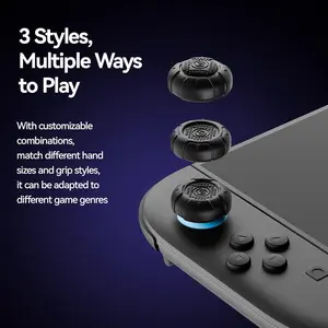 GeekShare G.S.Tac Edge Silicone Thumb Grip Caps for Switch 2, Anti-Slip Joystick Covers, 3 Pairs / 6 pcs – Black