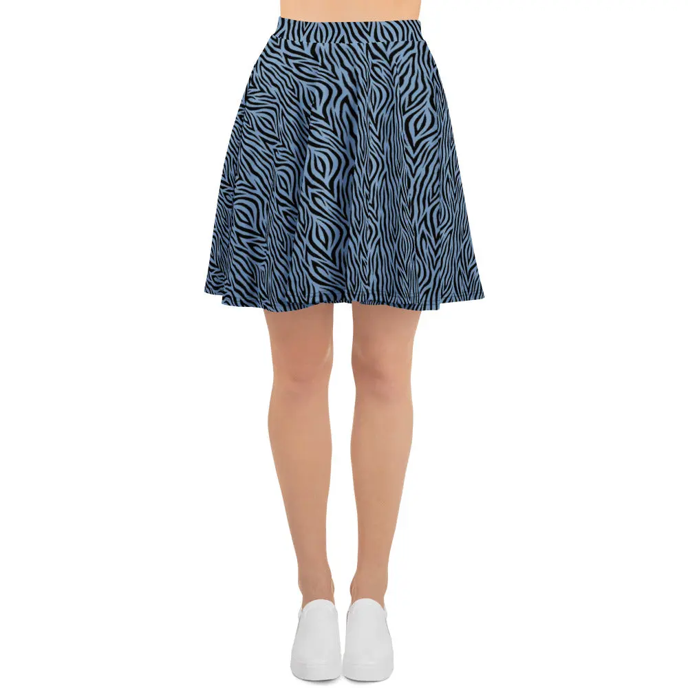 Blue Zebra Skater Skirt