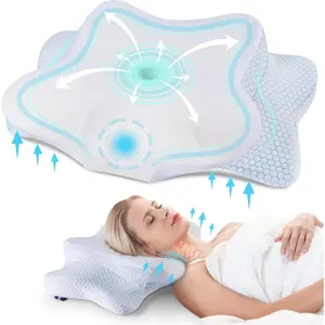 Cervical Pillow for Neck and Shoulder Pain Relief, Cooling Contour Memory Foam Pillow, Dual-Height Ergonomic Neck Support Pillow for Side Back Stomach Sleepers with Removable Pillowcase