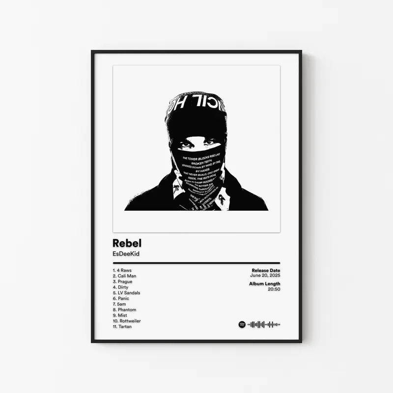 [New Music Decor - Sale Up To 40%] [Unframe] EsDeeKid Album Posters, UK Drill Rap Wall Art, Street Music Aesthetic Decor, Urban Bedroom Artwork, Gift for Drill Music Fans
