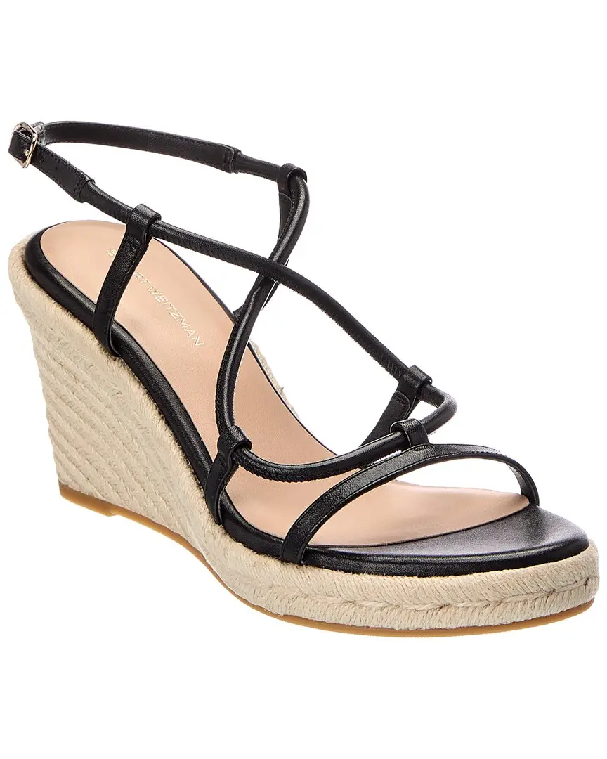 Stuart Weitzman Nilla Espadrille Leather Wedge Sandal