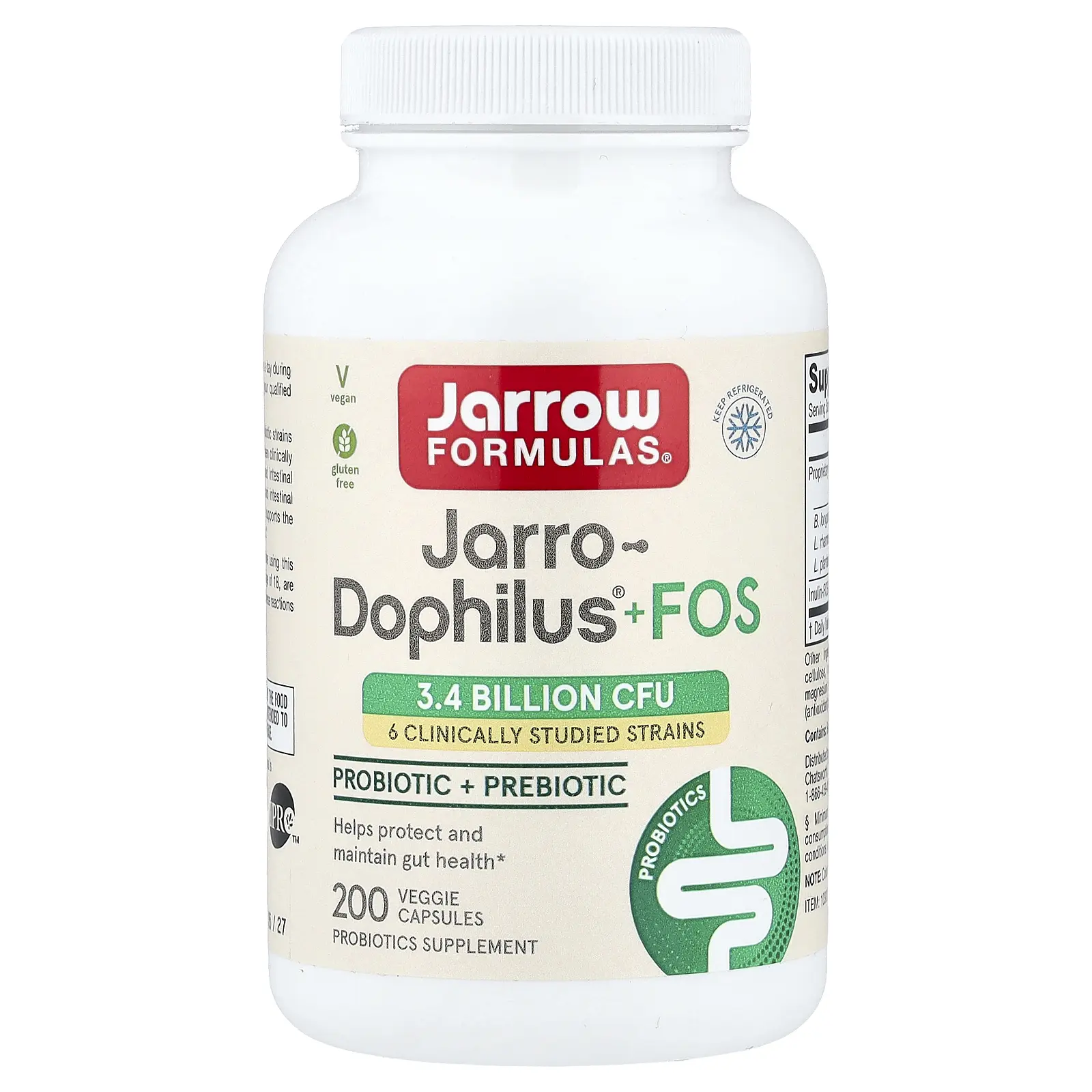 Jarrow Formulas Jarro-Dophilus® + FOS, 200 Veggie Capsules