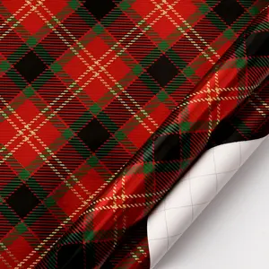 30" x 10' Holiday Wrapping Paper | Red/Black Diagonal Plaid festive gift-wrapping needs
