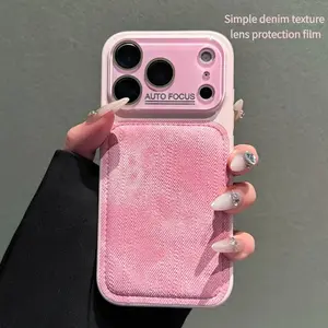 Simple denim pattern suitable for IP17promax, comes with built-in lens film, full-edge protection, anti-drop phone case for IP16/15promax