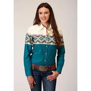 Roper 1677 Sawtooth Border (Blue) - Women's Western Shirt