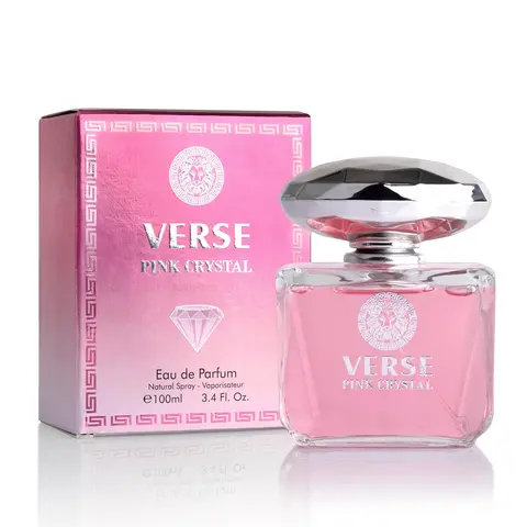 NOVOGLOW Verse Pink Crystal Women's Eau de Parfum (Edp) Spray, 100ml (3.4oz) Long-Lasting Dainty Fresh All-Natural Non-Toxic Fruity Floral Scent with Pomegranate, Yuzu, Citrus, Musk, Essential Oils, Cruelty-Free, All Skin Types, Perfume Spray for Adults