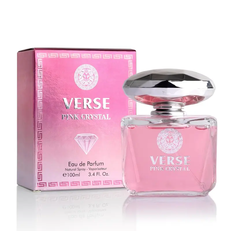NOVOGLOW Verse Pink Crystal Women's Eau de Parfum (Edp) Spray, 100ml (3.4oz) Long-Lasting Dainty Fresh All-Natural Non-Toxic Fruity Floral Scent with Pomegranate, Yuzu, Citrus, Musk, Essential Oils, Cruelty-Free, All Skin Types, Perfume Spray for Adults